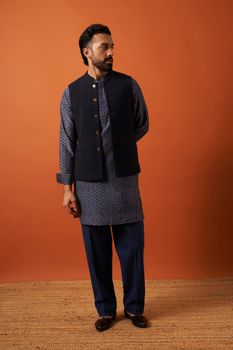 Neel Blue Handspun Handwoven Cotton Bandi