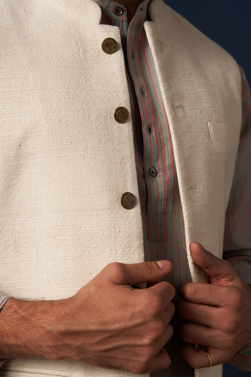 Shwet White Handspun Handwoven Cotton Bandi