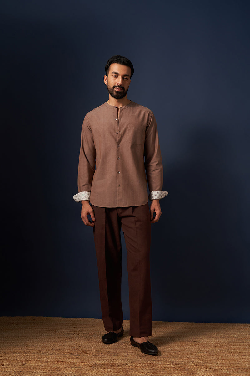 Prithvi Beige Handspun Handwowen Cotton Shirt