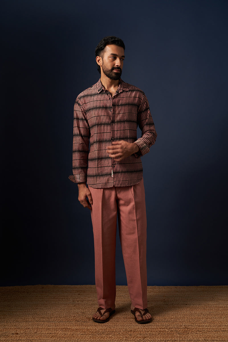 Black Pencil Cotton Silk Hand Blockprinted Shirt