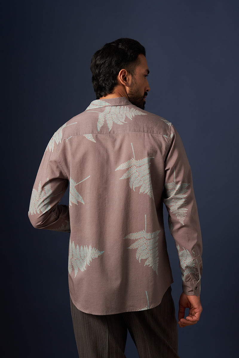 Grey Fern Voile Hand Blockprinted Shirt