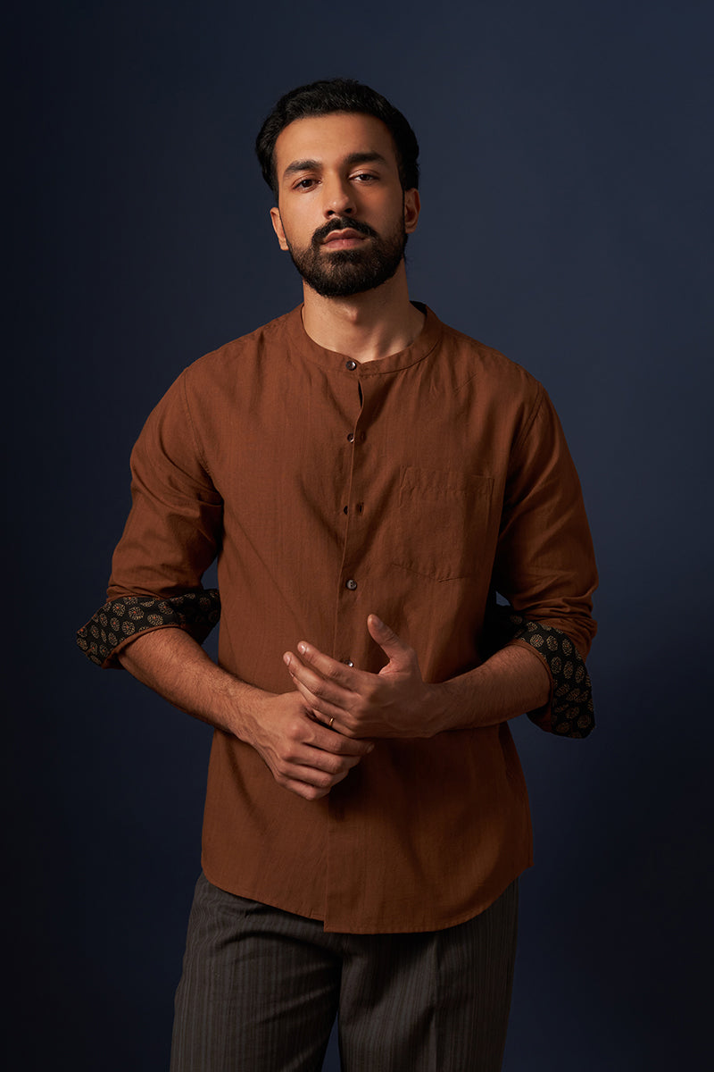Mool Brown Handspun Handwowen Cotton Shirt