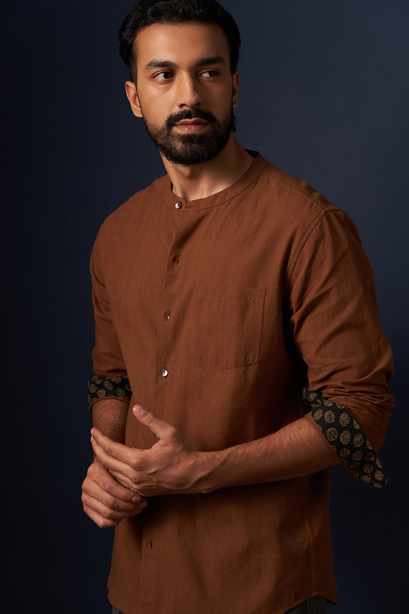 Mool Brown Handspun Handwowen Cotton Shirt