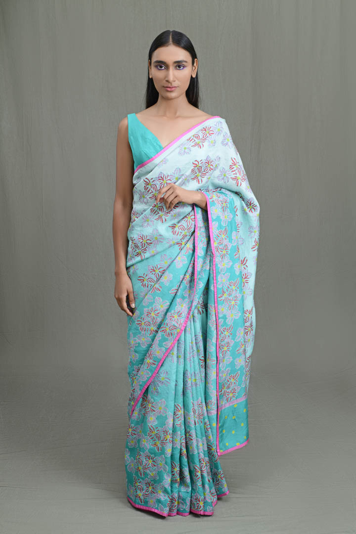 Flower clouds Mulberry Silk Saree