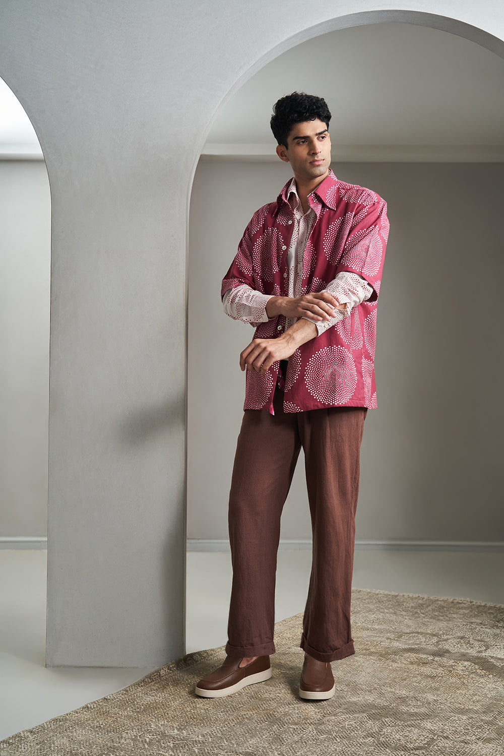 Wine Dots Circle Shacket