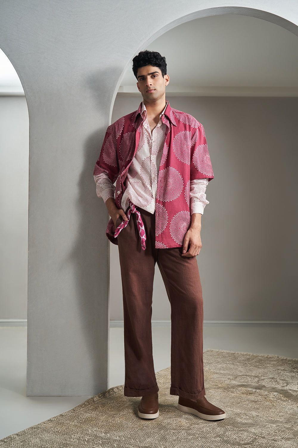 Wine Dots Circle Shacket