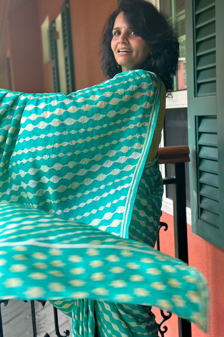 Auli Tussar Silk Hand Blockprinted Saree
