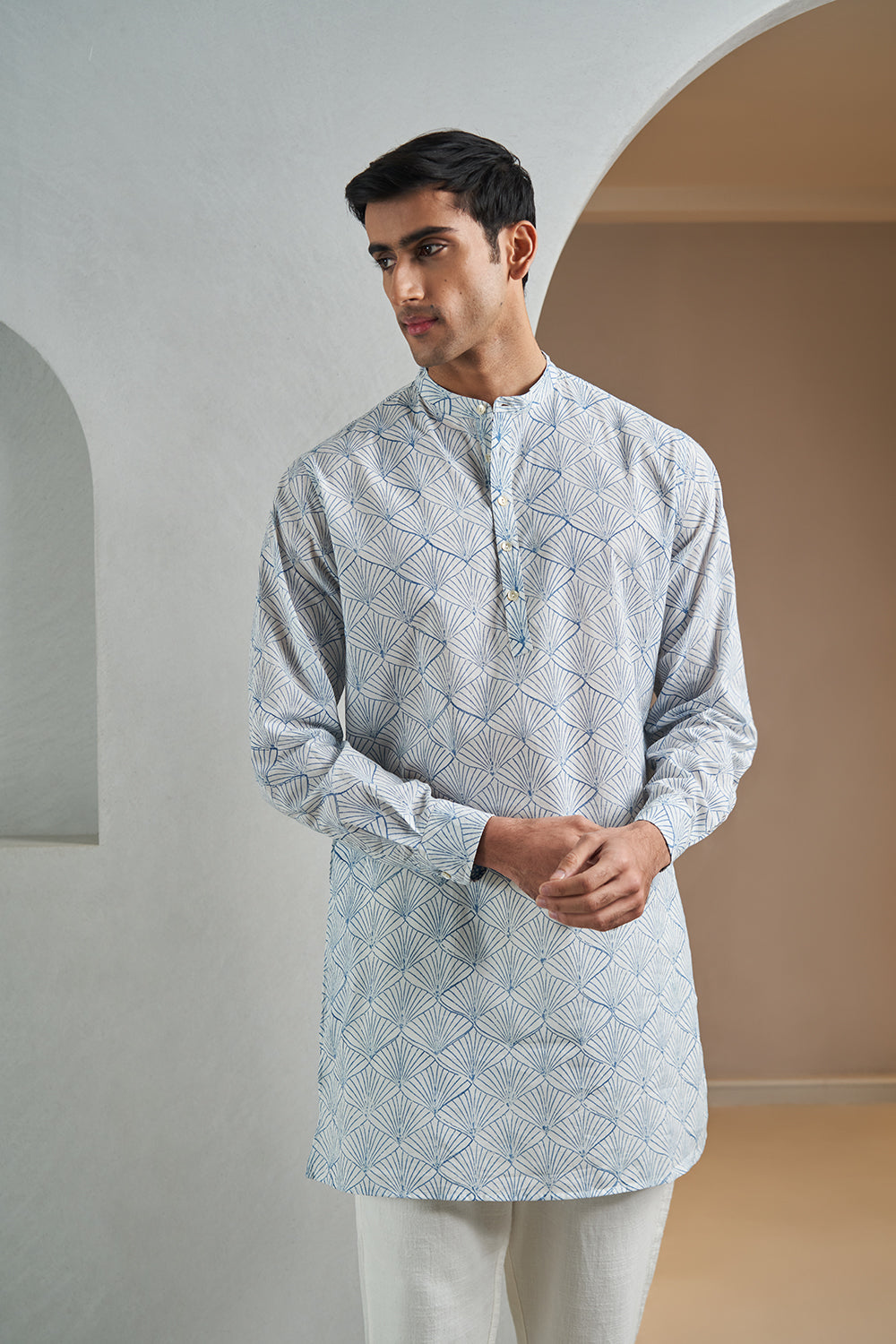 Blue Onion Peel Handblock Printed Men's Kurta