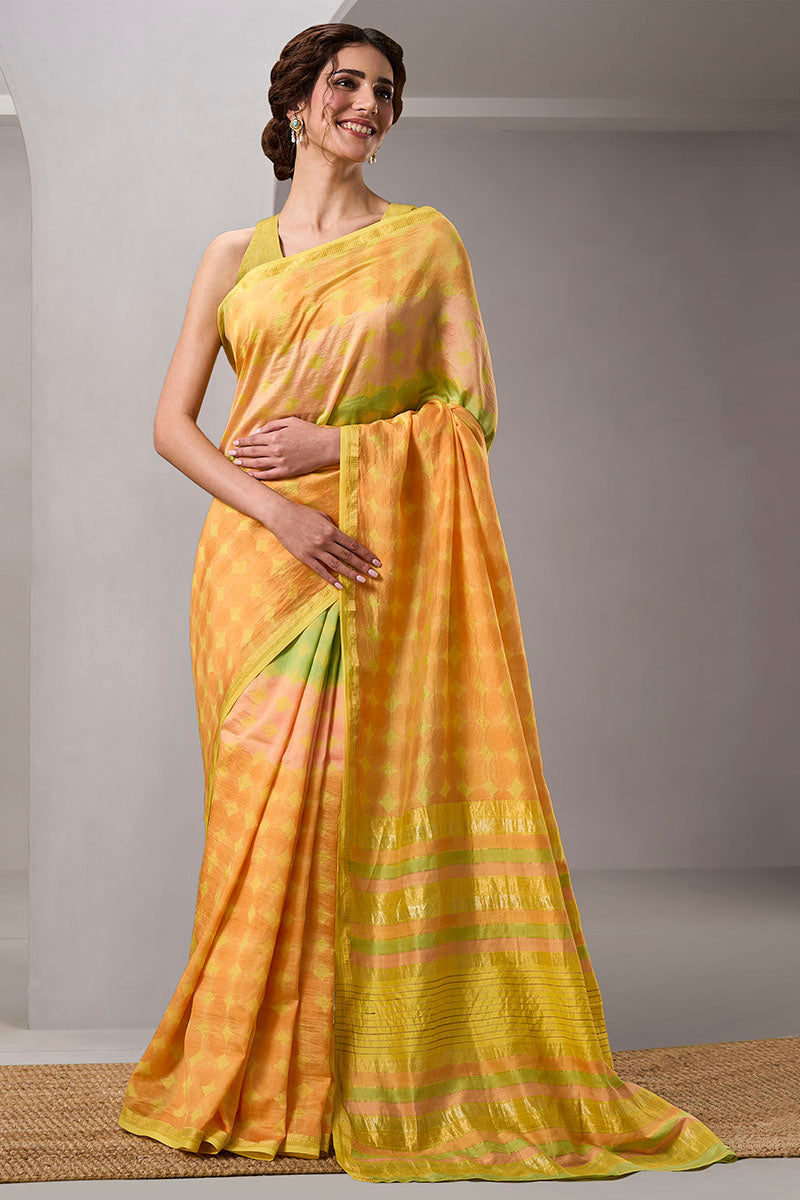 Noor Handloom Maheshwari Silk Hand Blockprinted Saree