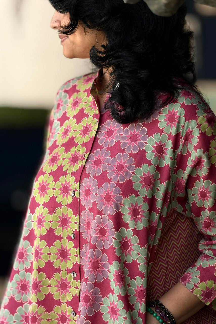 Kusum handwoven hand block printed Top