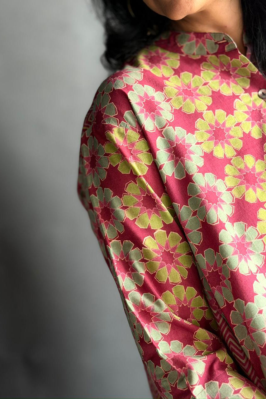 Kusum handwoven hand block printed Top