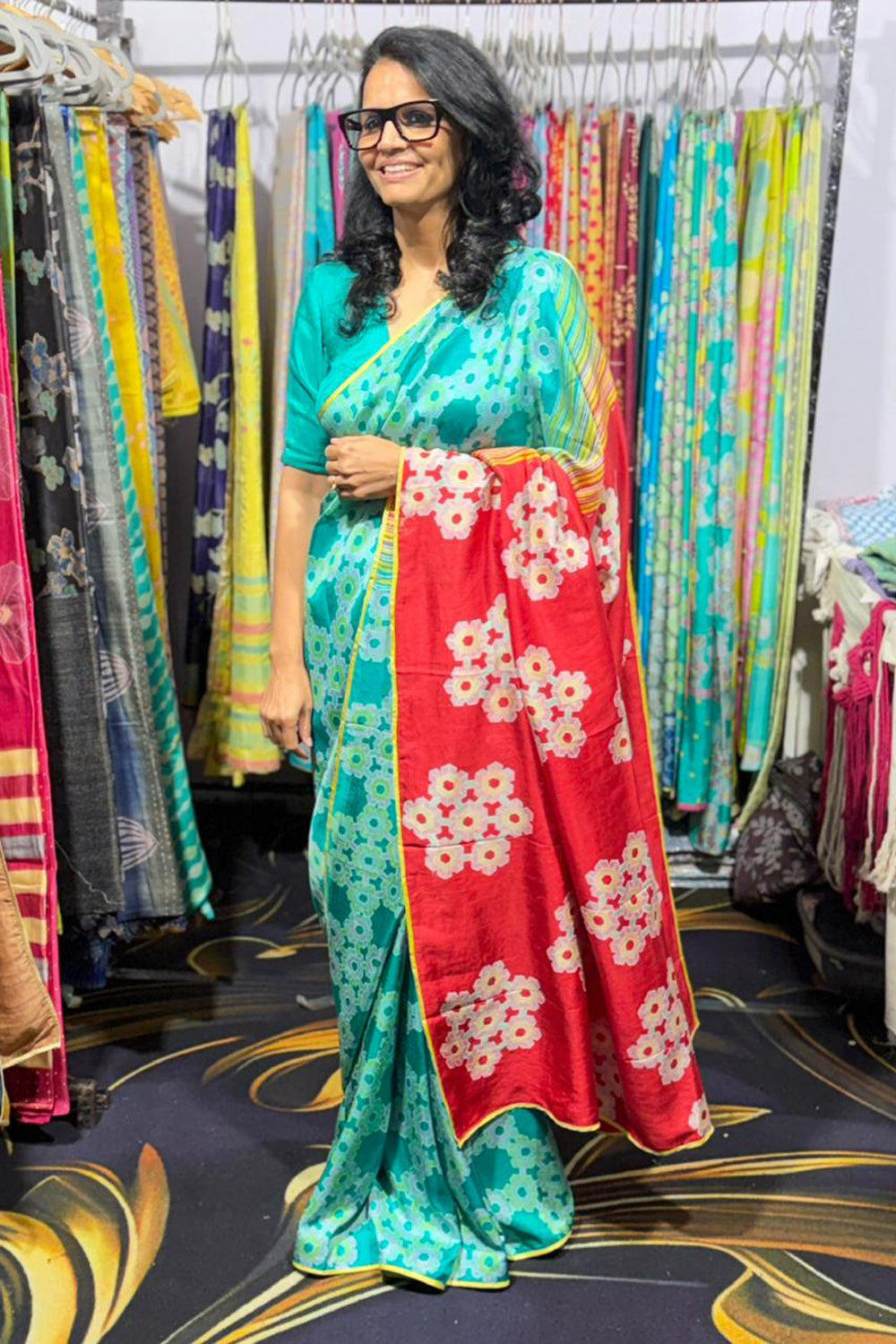 Babita Mulberry Silk Hand Blockprinted Saree