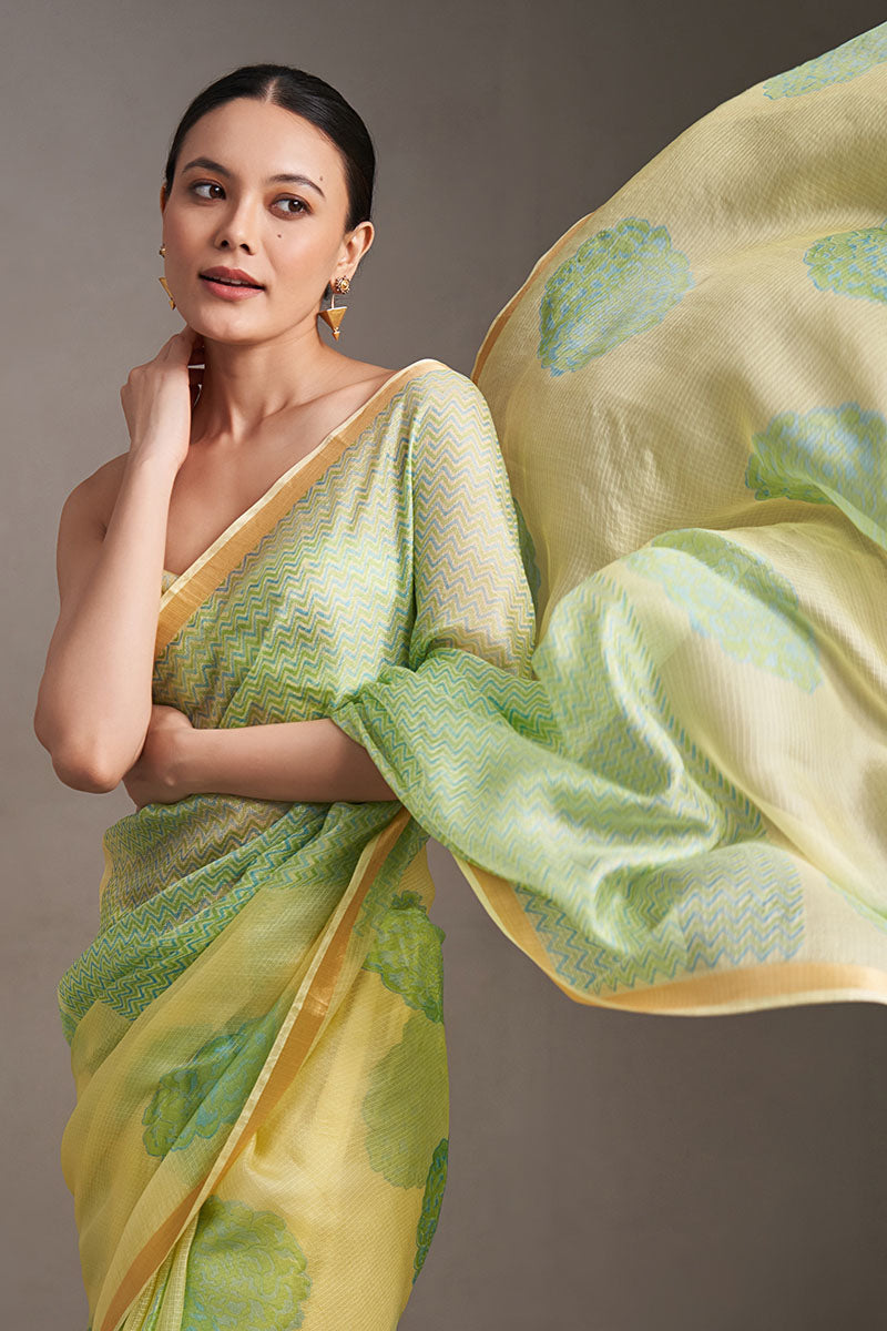 Chandni Hand Blockprinted Kota silk Saree