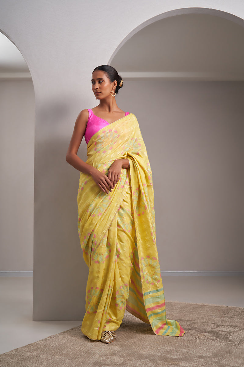 Mumtaz Handloom Cotton Silk Hand Blockprinted Saree
