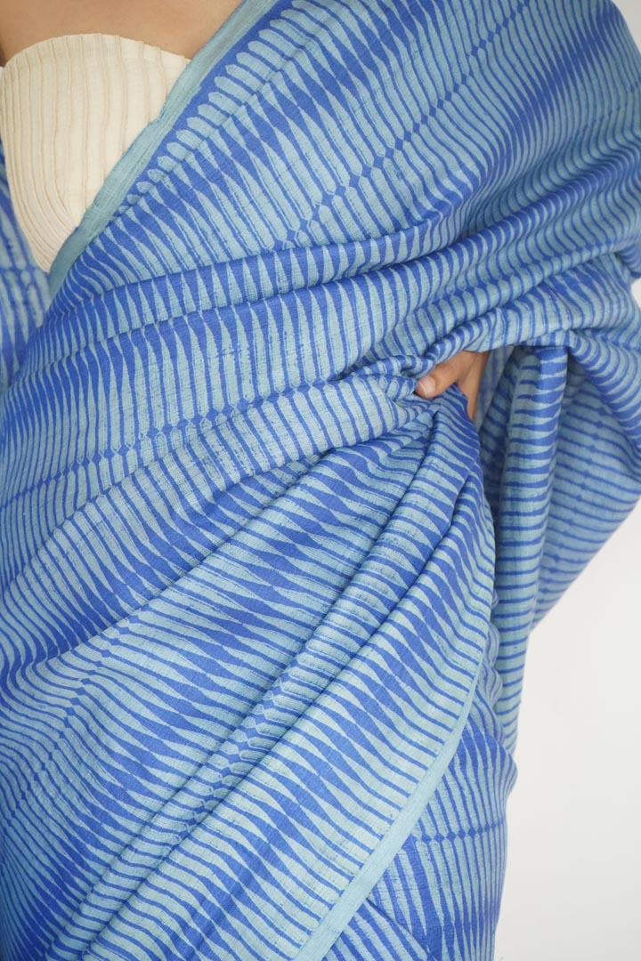 Chamba Tussar Silk Hand Blockprinted Saree