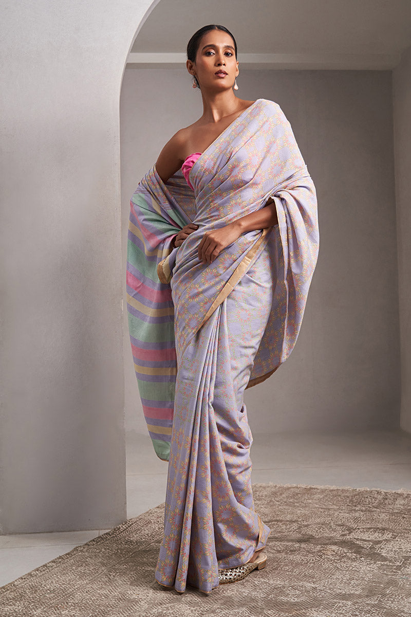 Smita Handloom Cotton Silk Hand Blockprinted Saree
