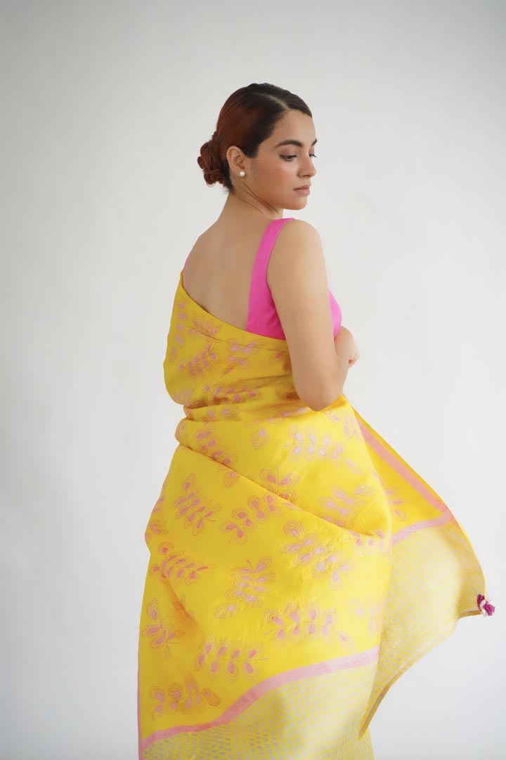 Munnar Tussar Silk Hand Blockprinted Saree