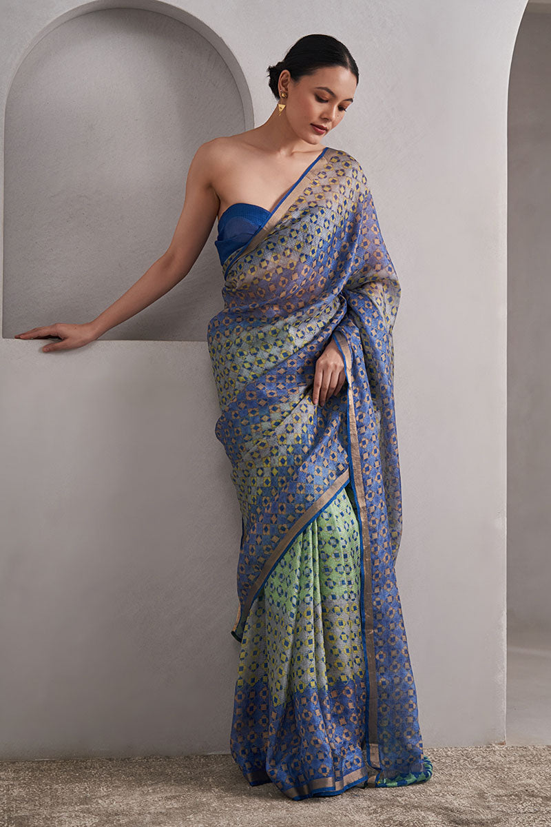 Rajnigandha Hand Blockprinted Kota silk Saree