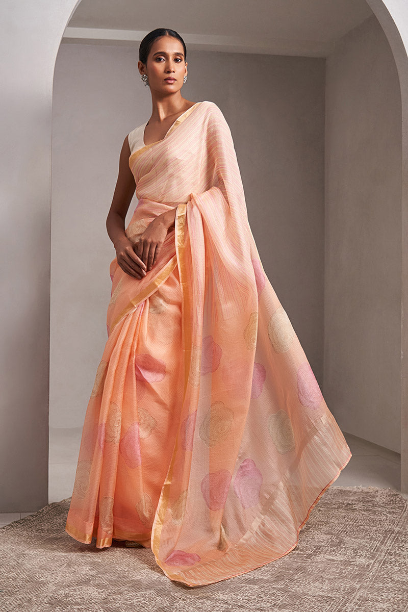 Gulab Hand Blockprinted Kota silk Saree