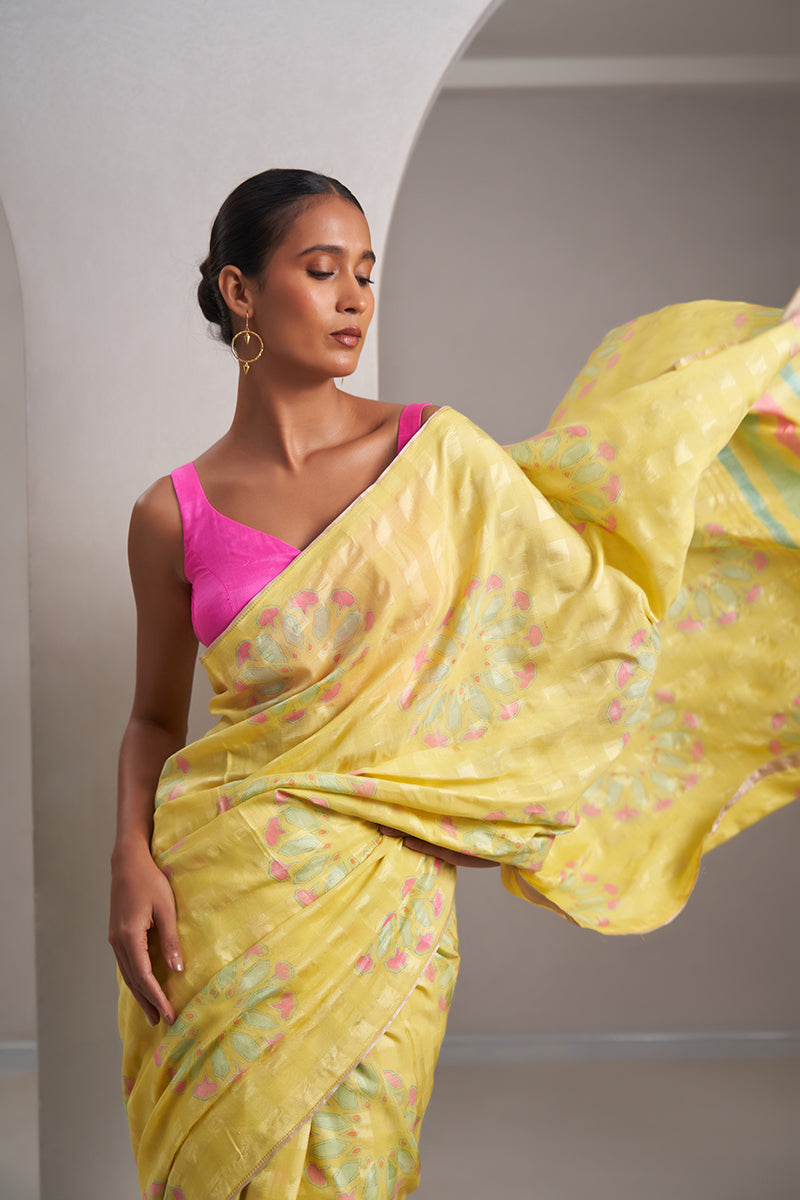Mumtaz Handloom Cotton Silk Hand Blockprinted Saree