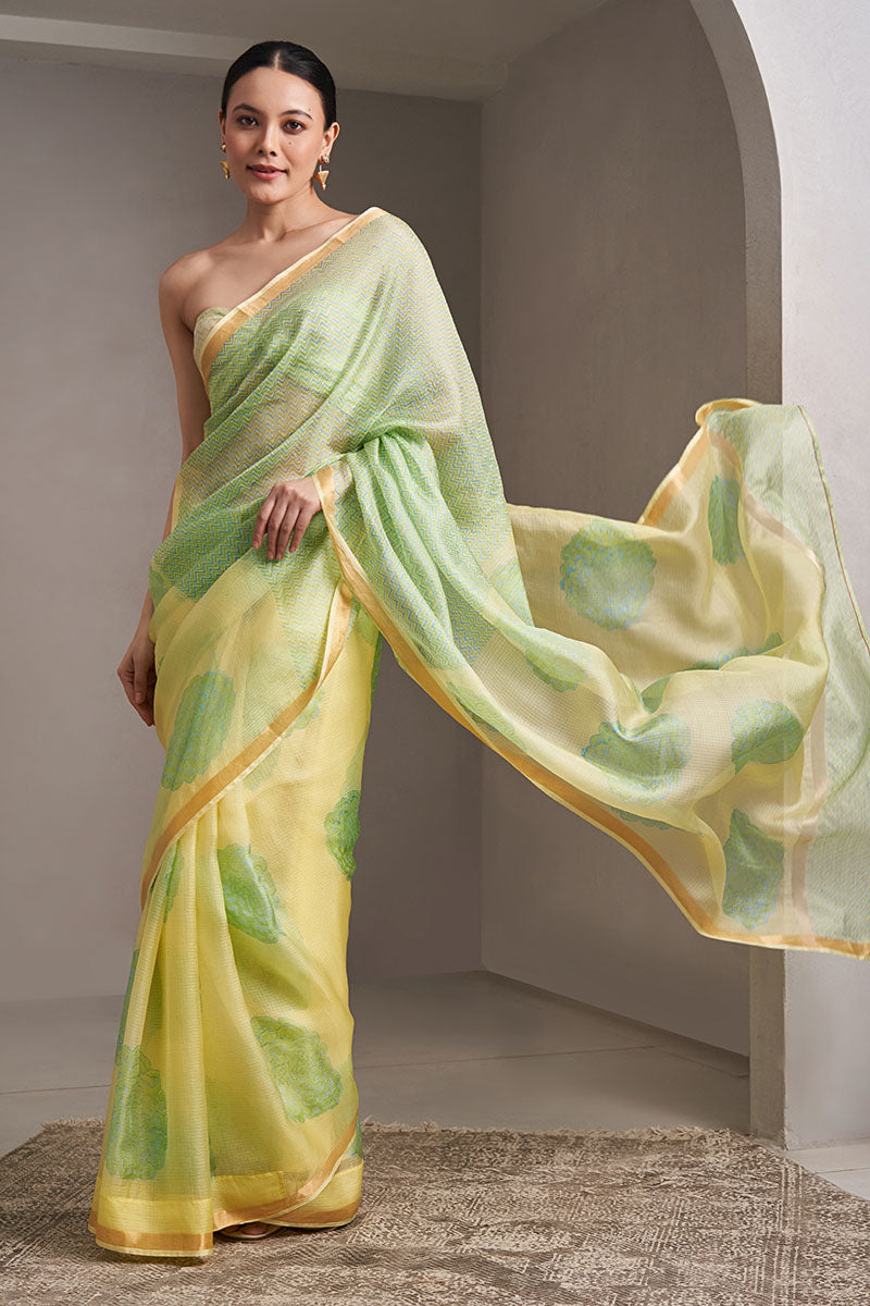 Chandni Hand Blockprinted Kota silk Saree