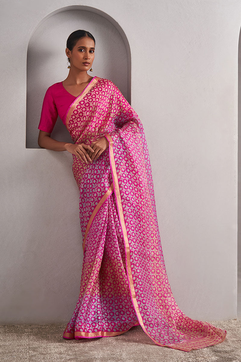 Chameli Hand Blockprinted Kota silk Saree