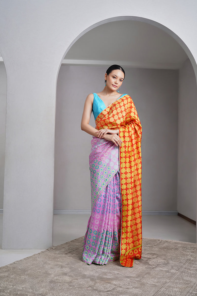 Uma Mulberry Silk Hand blockprinted saree