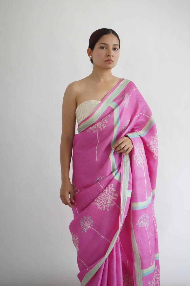 Manali Tussar Silk Hand Blockprinted Saree