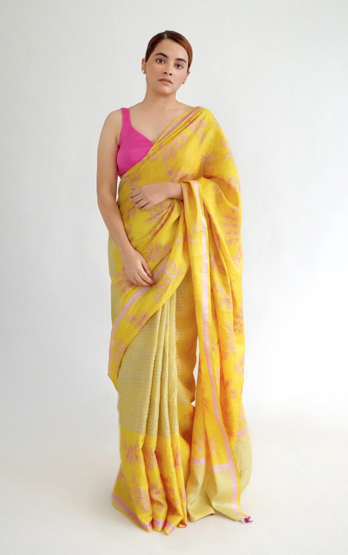 Munnar Tussar Silk Hand Blockprinted Saree