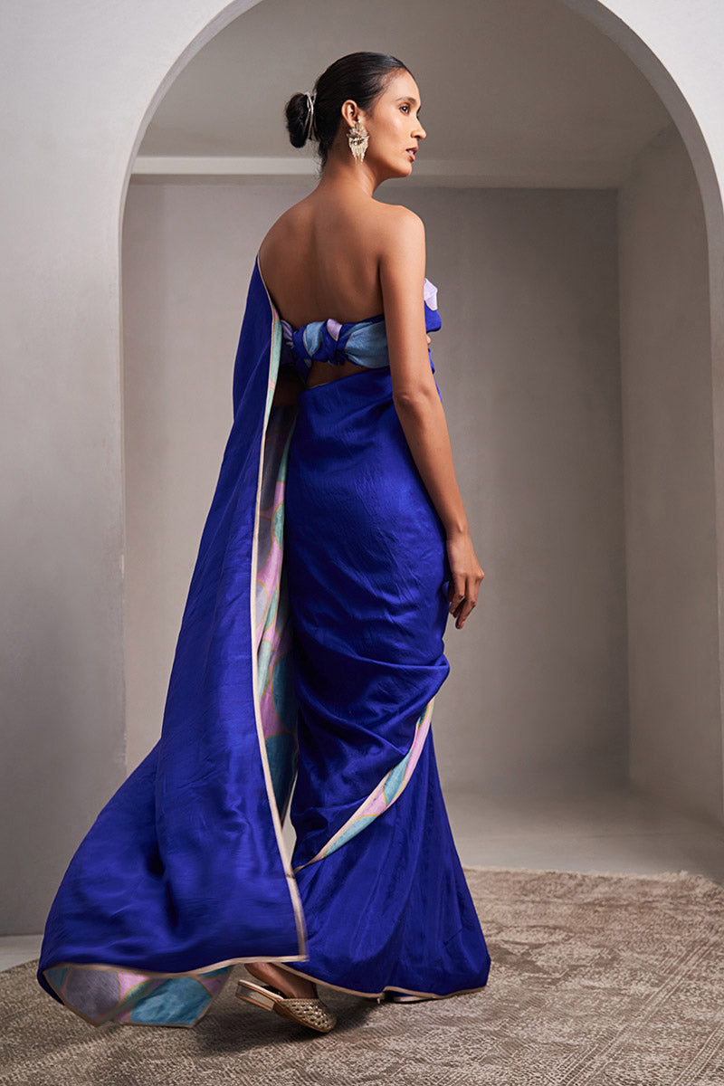 Padmavati Mulberry Silk Flip Pallu Saree Ink Blue Pink