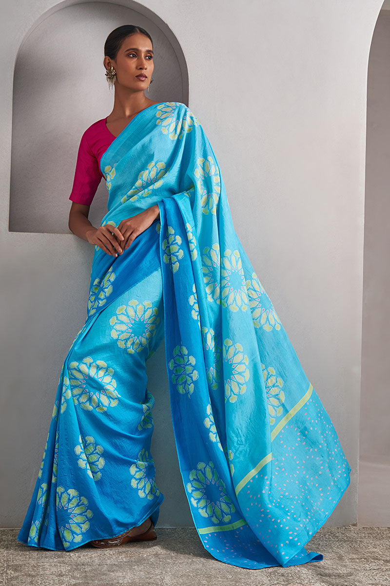 Deepti Mulberry Silk Hand blockprinted saree