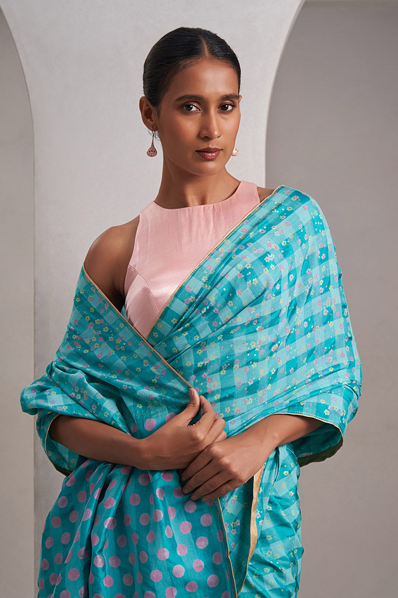 Zeenat Handloom   Cotton Silk Hand Blockprinted Saree