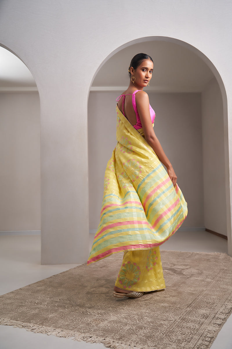 Mumtaz Handloom Cotton Silk Hand Blockprinted Saree