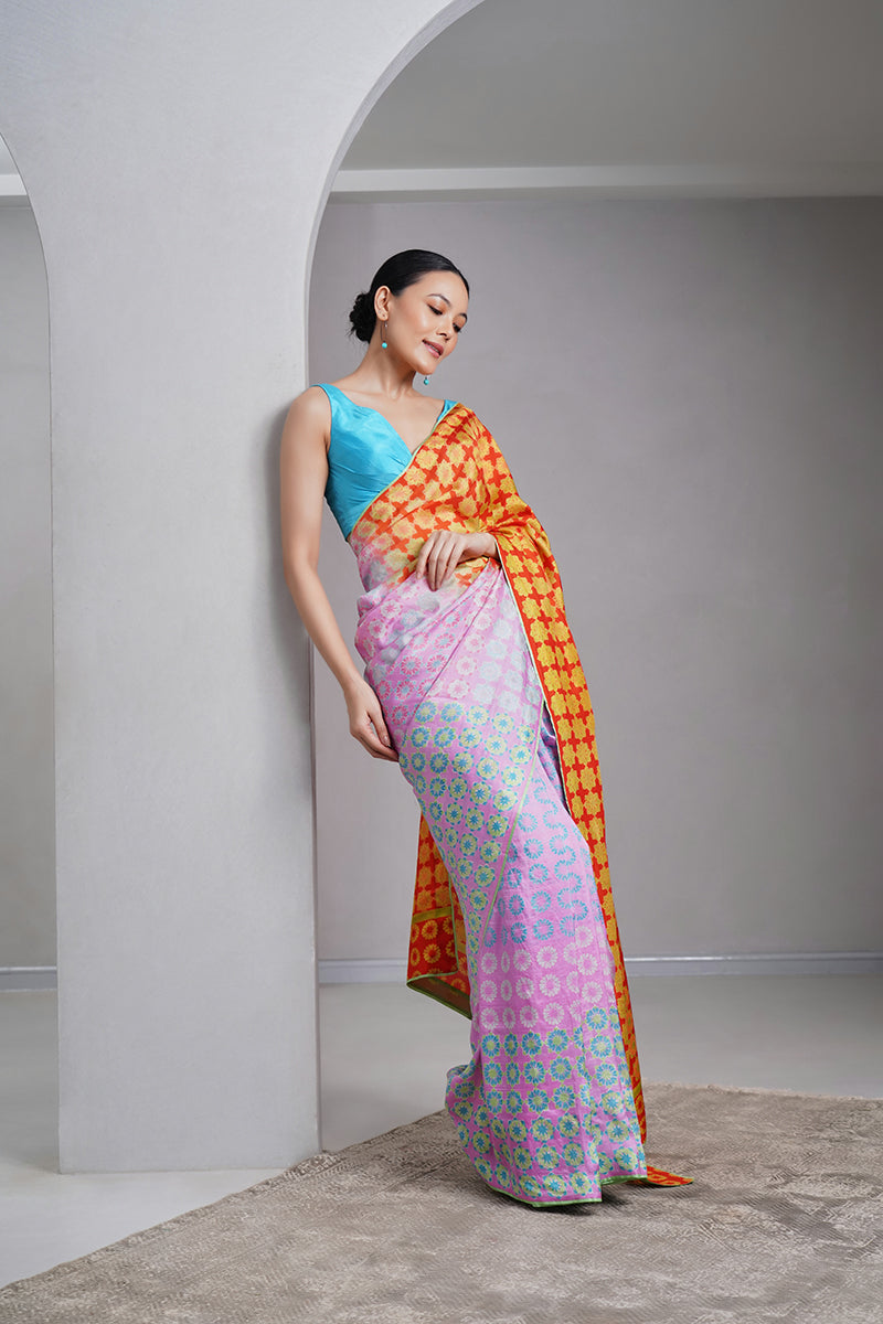 Uma Mulberry Silk Hand blockprinted saree