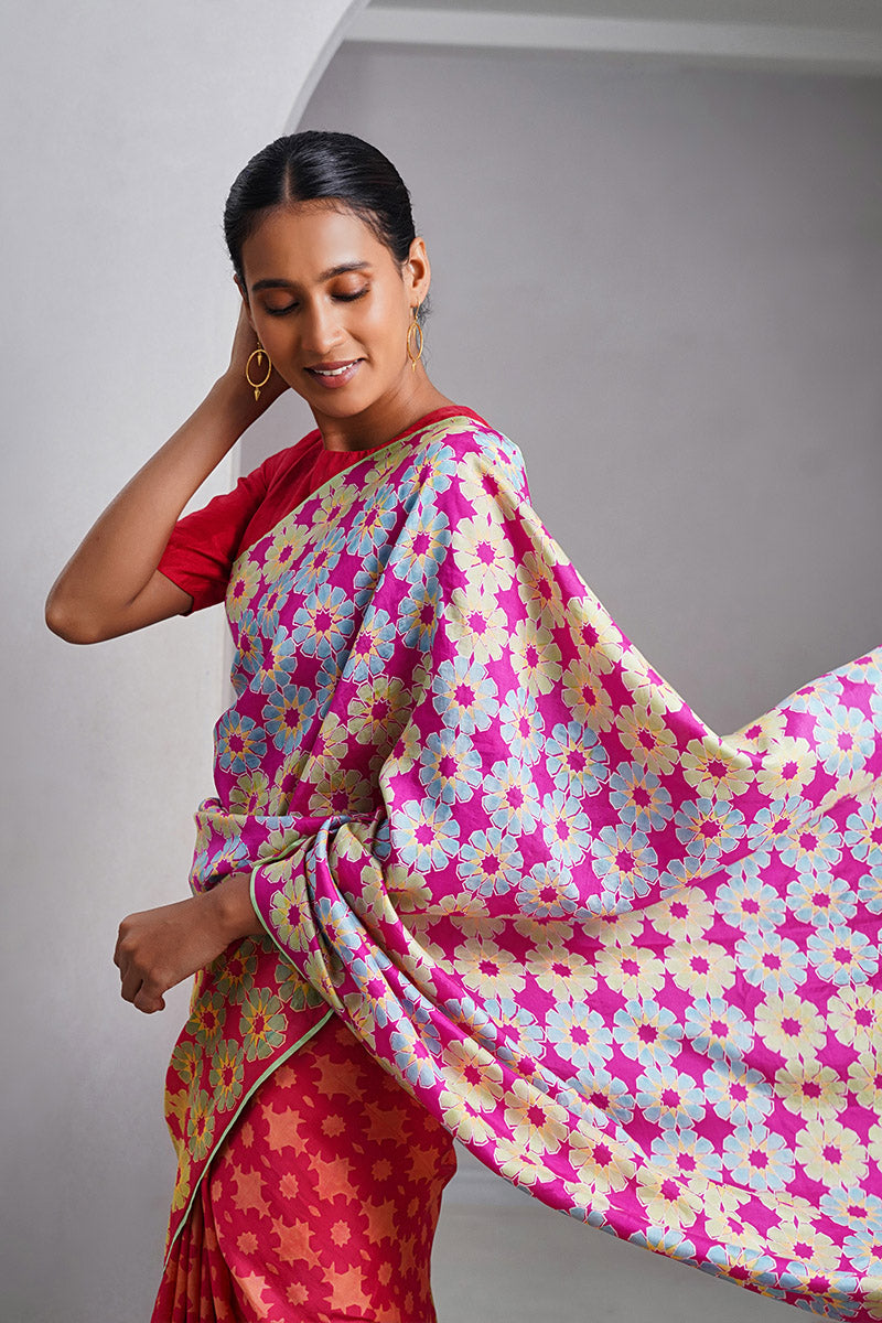 Anjali Mulberry Silk Hand blockprinted saree