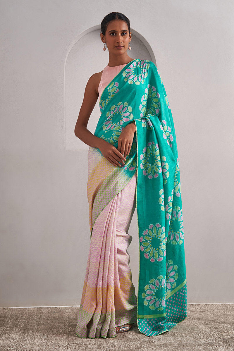 Rekha Mulberry Silk Hand blockprinted saree