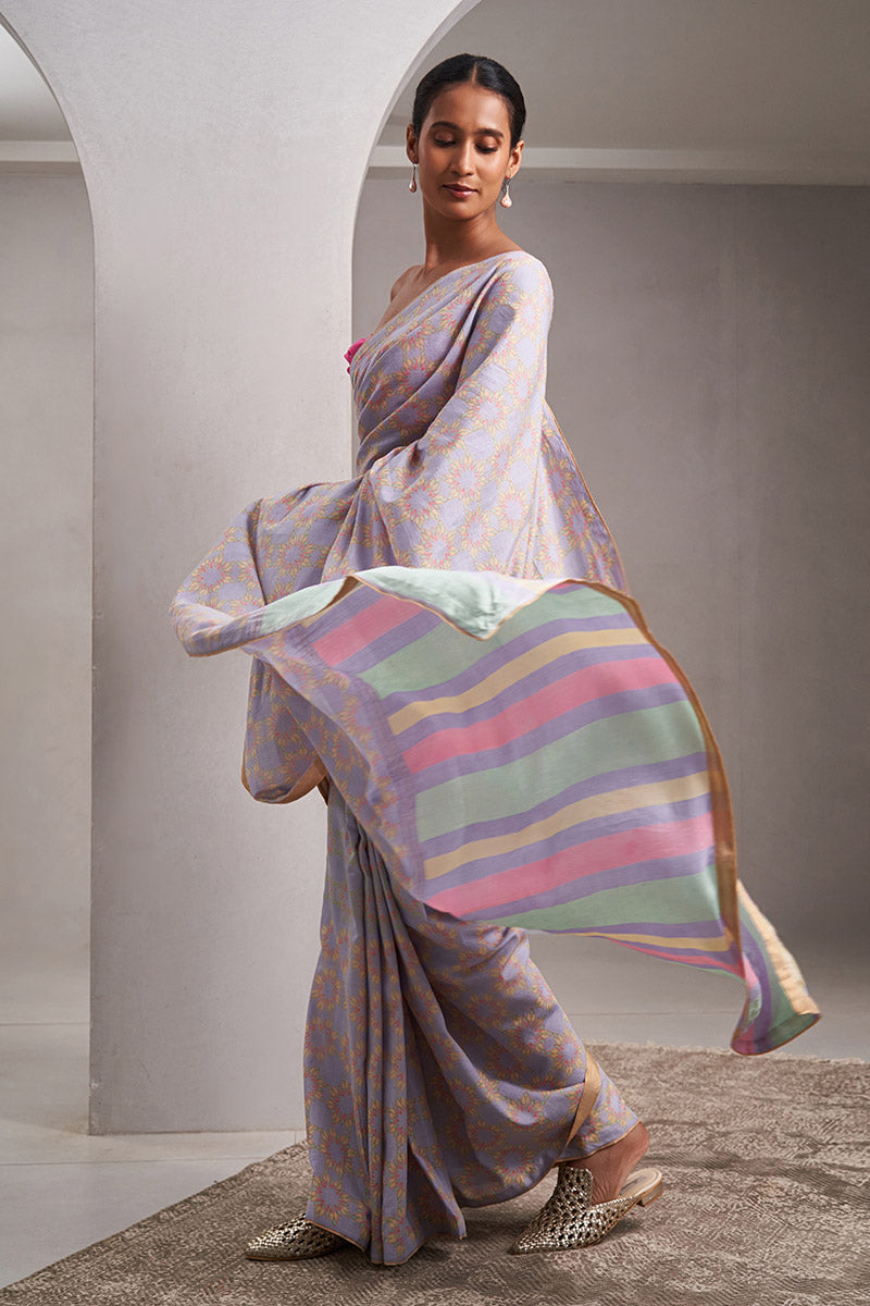 Smita Handloom Cotton Silk Hand Blockprinted Saree
