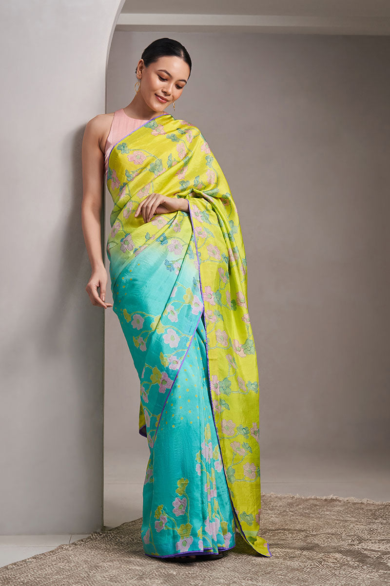 Rewati Mulberry Silk Hand blockprinted saree