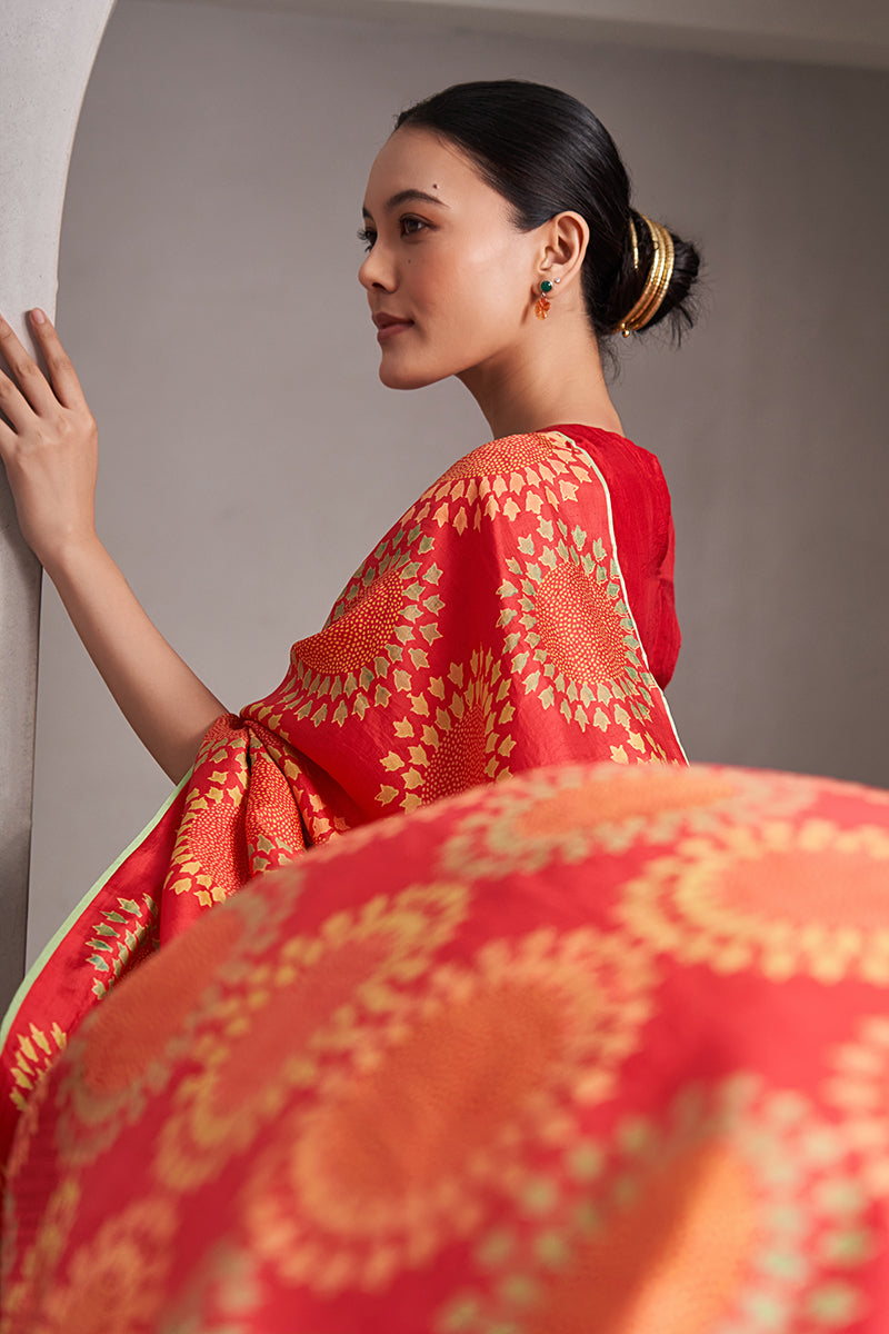 Jaya Mulberry Silk Hand blockprinted saree