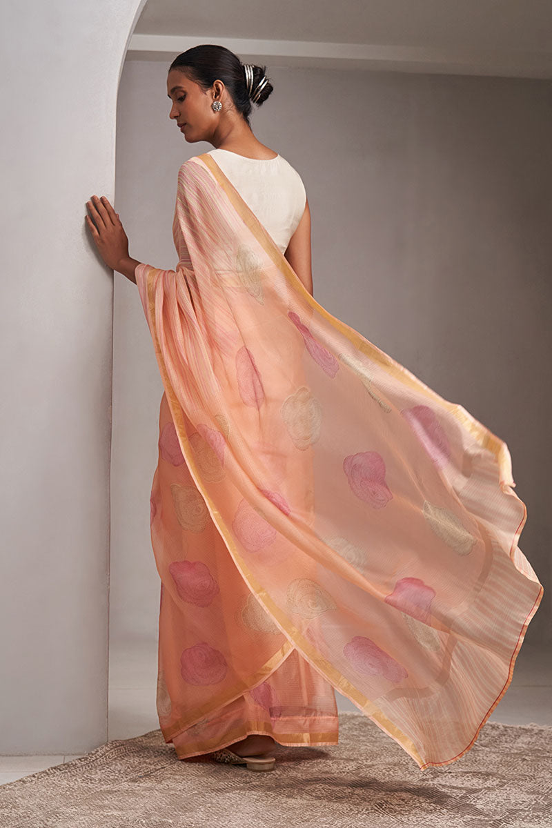 Gulab Hand Blockprinted Kota silk Saree
