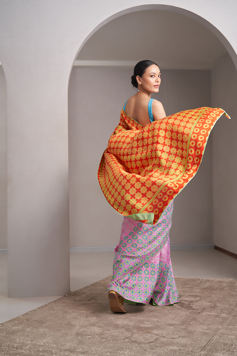 Uma Mulberry Silk Hand blockprinted saree