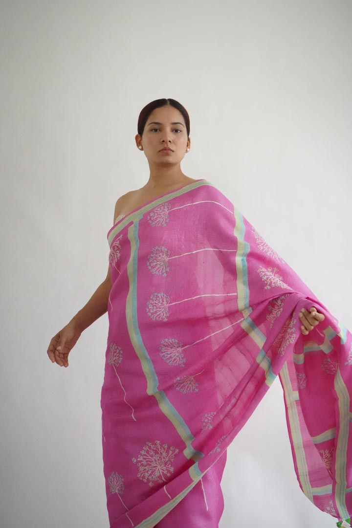Manali Tussar Silk Hand Blockprinted Saree