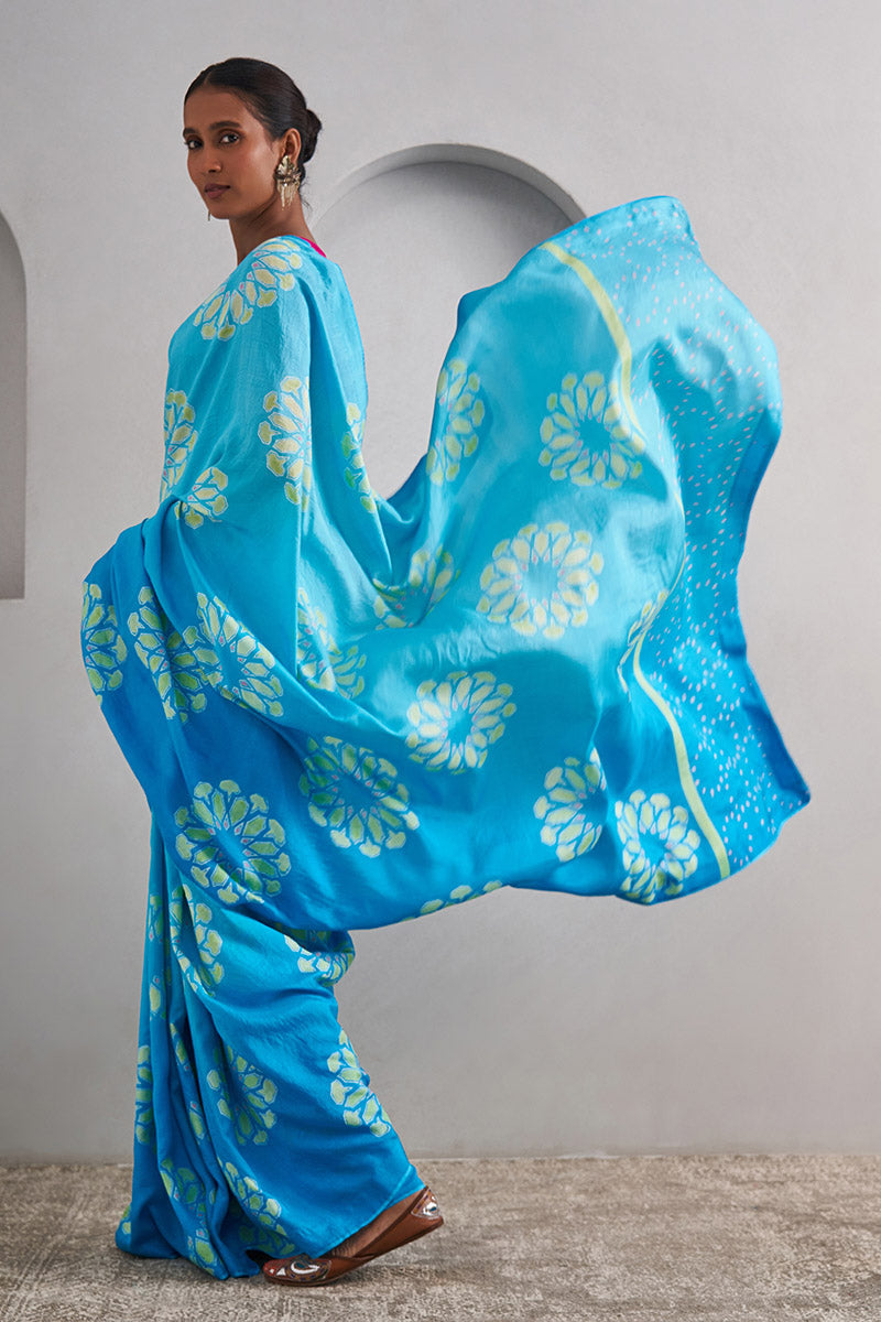 Deepti Mulberry Silk Hand blockprinted saree