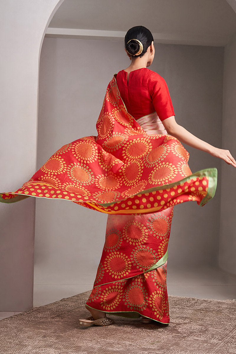 Jaya Mulberry Silk Hand blockprinted saree