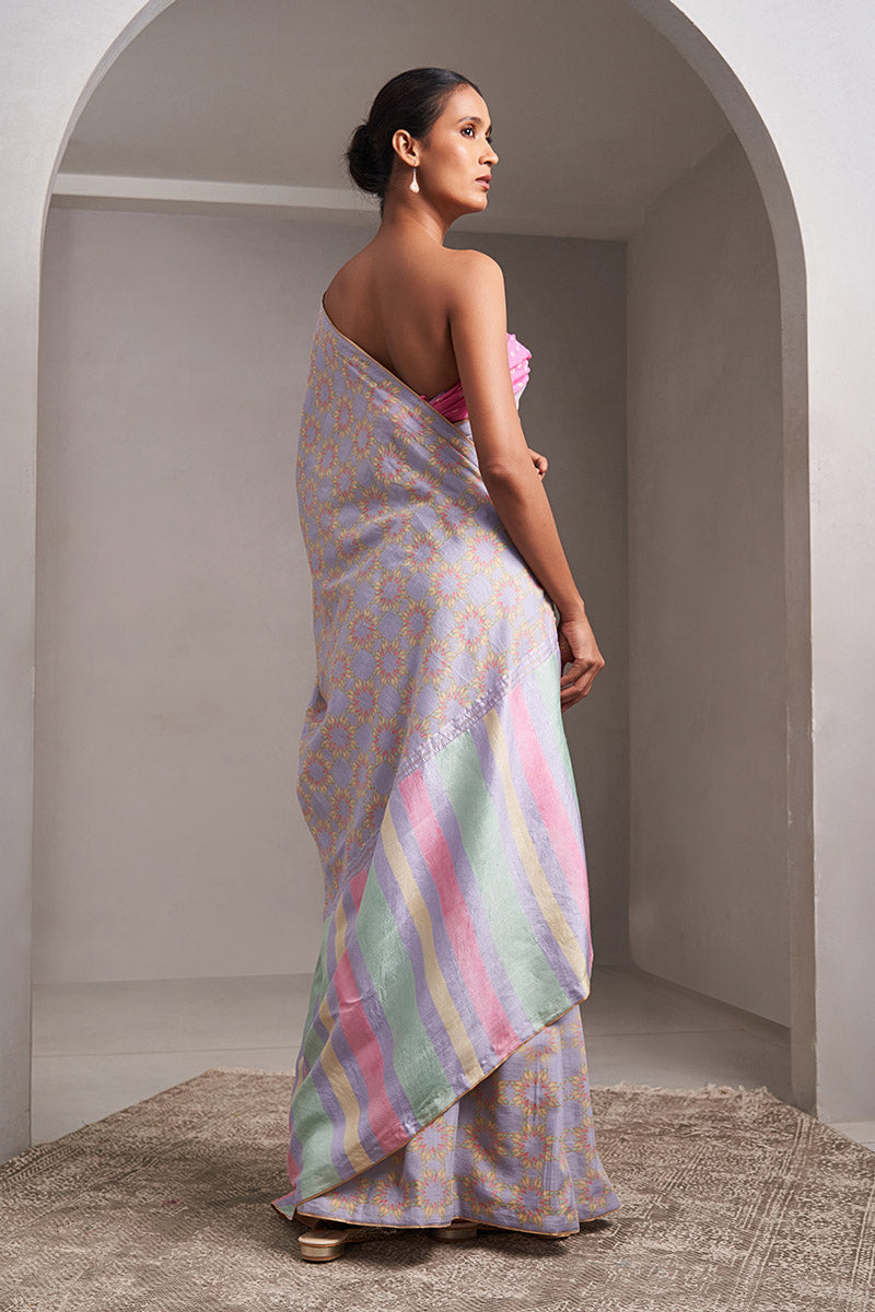 Smita Handloom Cotton Silk Hand Blockprinted Saree