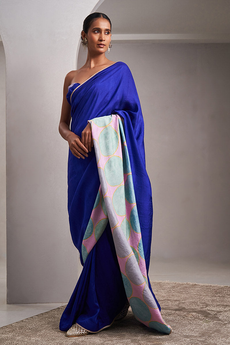 Padmavati Mulberry Silk Flip Pallu Saree Ink Blue Pink