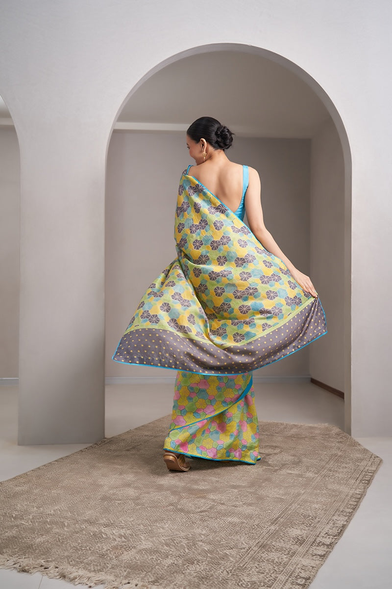 Geeta Mulberry Silk Hand blockprinted saree