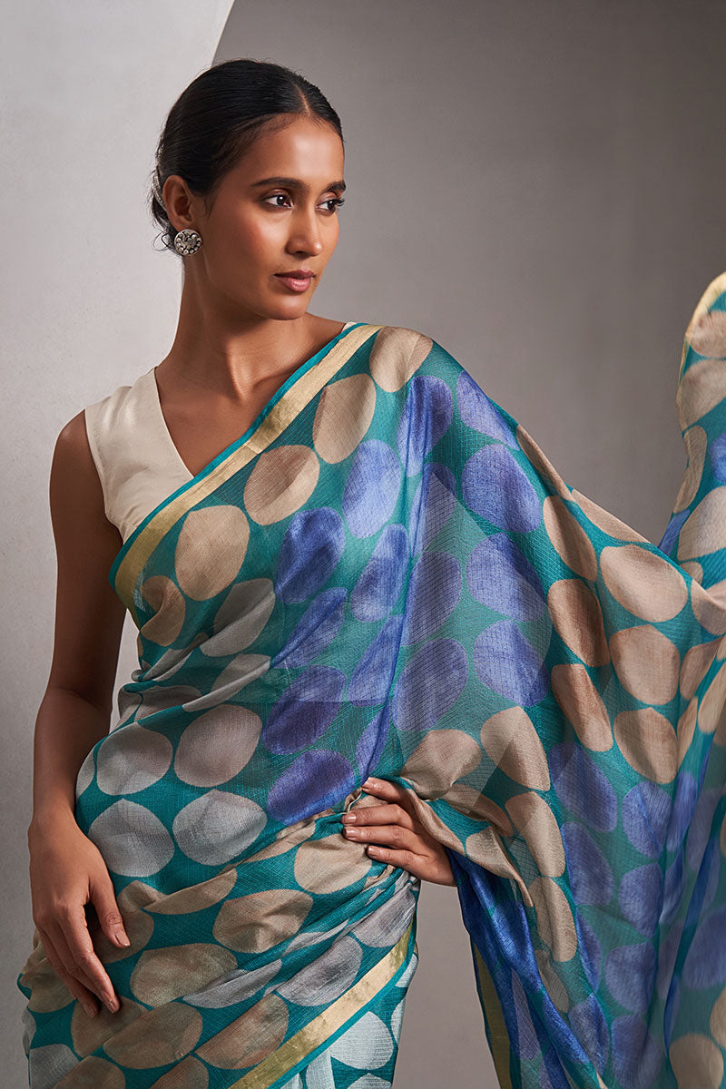 Paan Hand Blockprinted Kota silk Saree