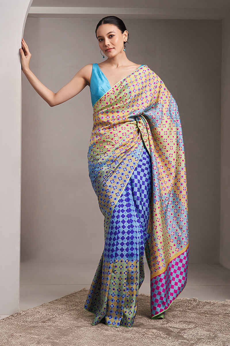 Aarti Mulberry Silk Hand blockprinted saree