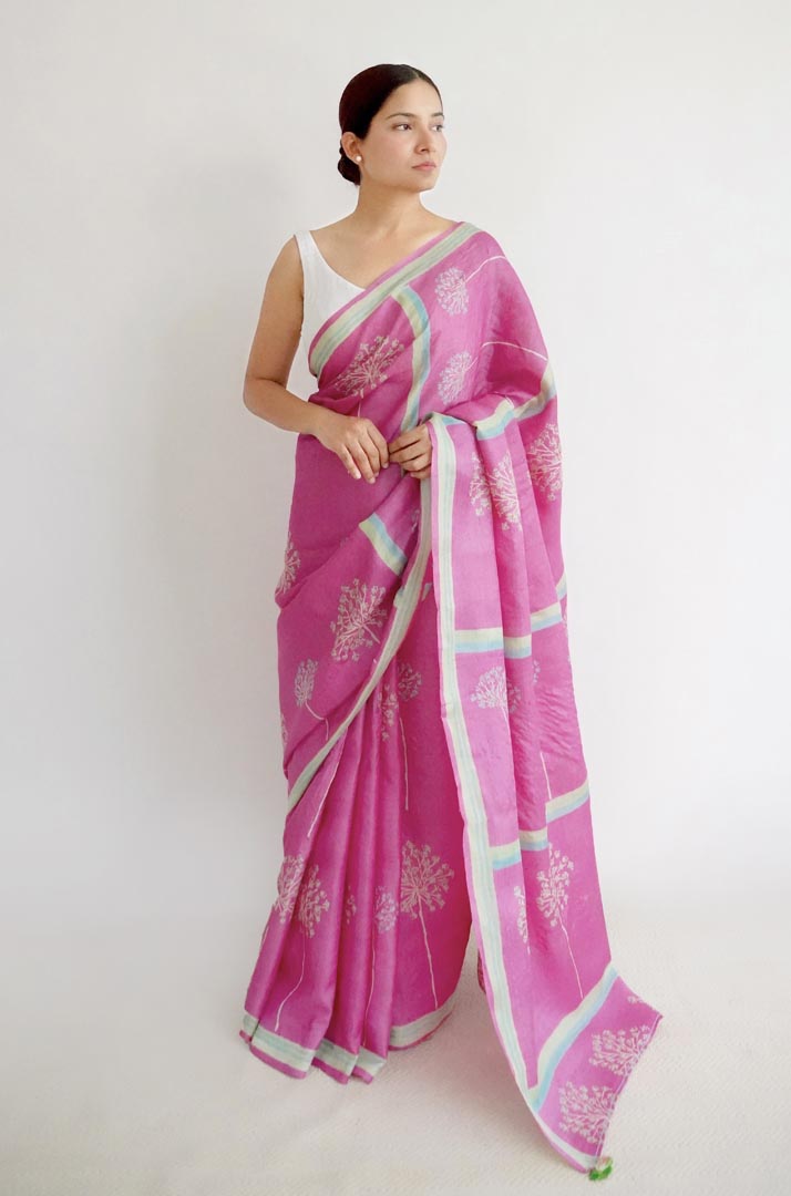 Manali Tussar Silk Hand Blockprinted Saree